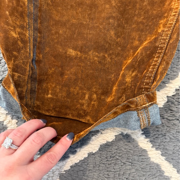 Free People "We The Free" Moxie flocked pull-on barrel jeans brown velvet - Picture 8 of 15